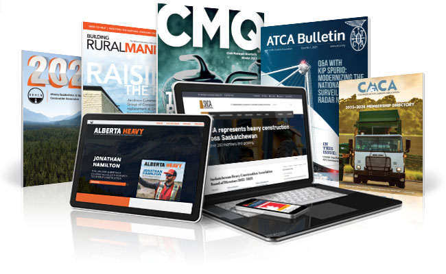 Various magazine, calendar and directory covers. Also laptop, iPad, and iPhone showcasing our websites