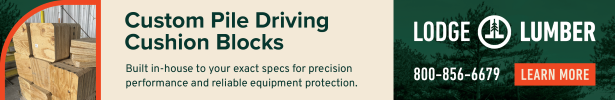 Custom Pile Driving Cushion Blocks | Built in-house to your exact specs for precision performance and reliable equipment protection | Lodge Lumber | Learn More.